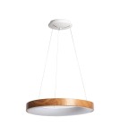 Abruzzo Lampa wisząca okrągła Ring Biało-drewniana 50W Ø60cm Utito ABR-LWOR-UTTIO