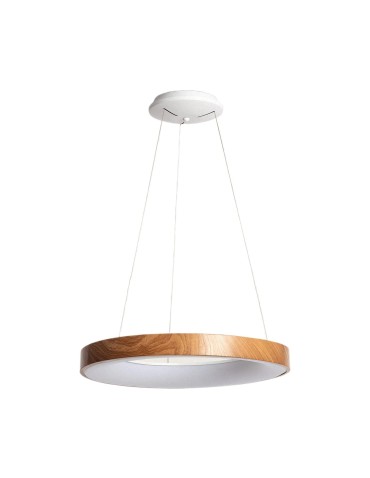 Abruzzo Round Ring White and Wood Pendant Lamp 50W Ø60cm Utito ABR-LWOR-UTTIO