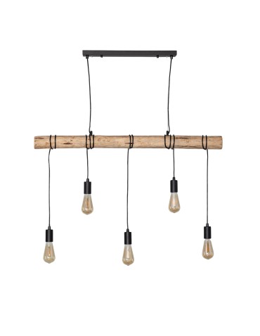 Abruzzo Wooden linear pendant lamp 5xE27 Cerveza ABR-LWL-5XE27