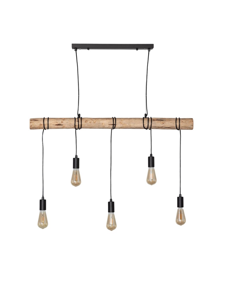 Abruzzo Lampa wisząca drewniana liniowa 5xE27 Cerveza ABR-LWL-5XE27
