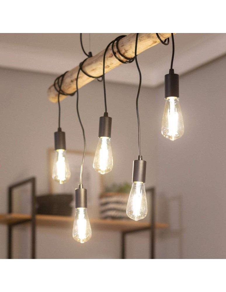 Abruzzo Lampa wisząca drewniana liniowa 5xE27 Cerveza ABR-LWL-5XE27