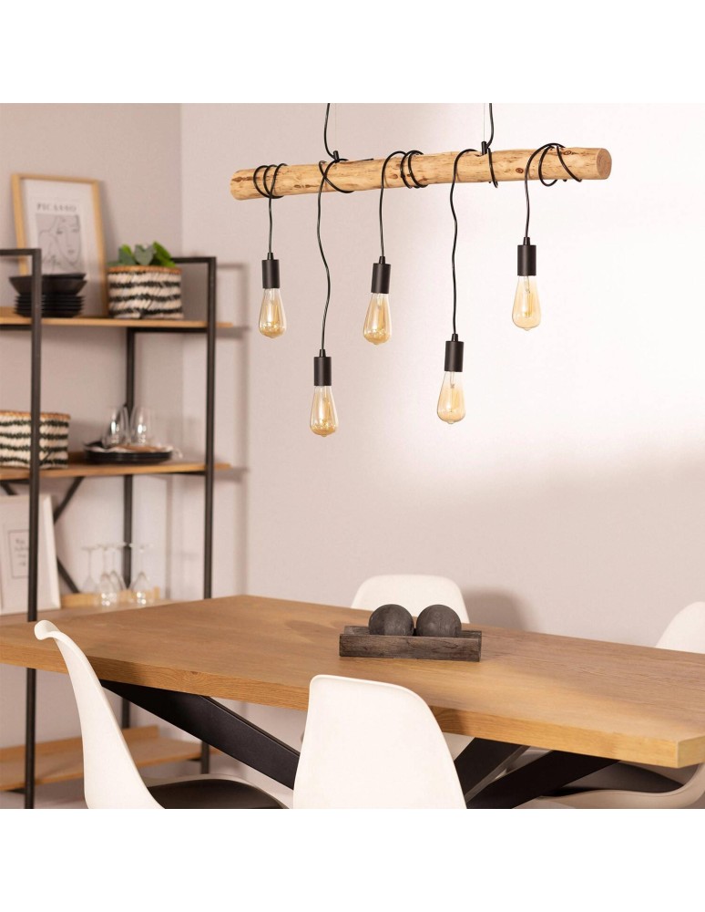 Abruzzo Lampa wisząca drewniana liniowa 5xE27 Cerveza ABR-LWL-5XE27