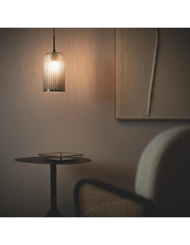 Abruzzo Lampa wisząca szklana szara E27 Slendore ABR-LWS-C-SLN