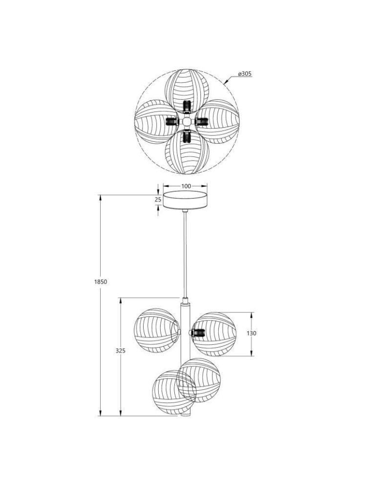 Abruzzo Lampa wisząca szklana bursztynowa 4xG9 Sogno ABR-LWS-4XG9
