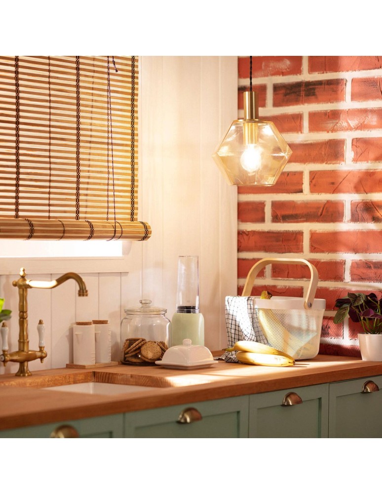 Abruzzo Lampa wisząca szklana bursztynowa E27 Baciata ABR-LWS-A-BAC