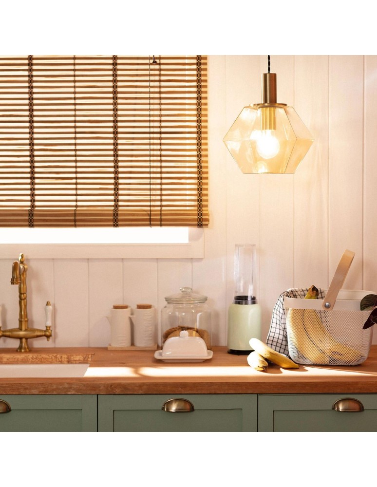 Abruzzo Lampa wisząca szklana bursztynowa E27 Baciata ABR-LWS-A-BAC