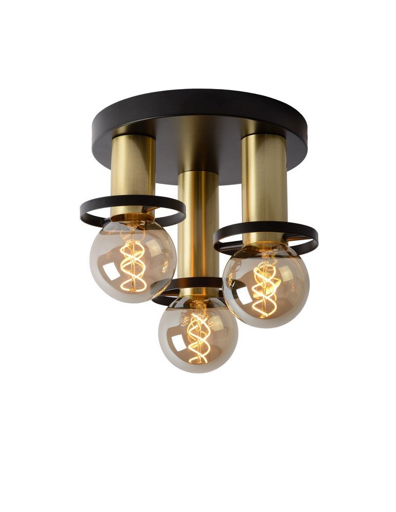 Loft ceiling lamps - industrial - Lucide ANAKA Ceiling 3xE27 black satin brass 45179/13/30 - product kolory-swiatla.pl 1