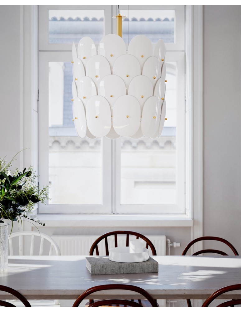 Glamour pendant lamps - By Rydens Omlot pendant lamp Ø50 white/copper - product kolory-swiatla.pl 4