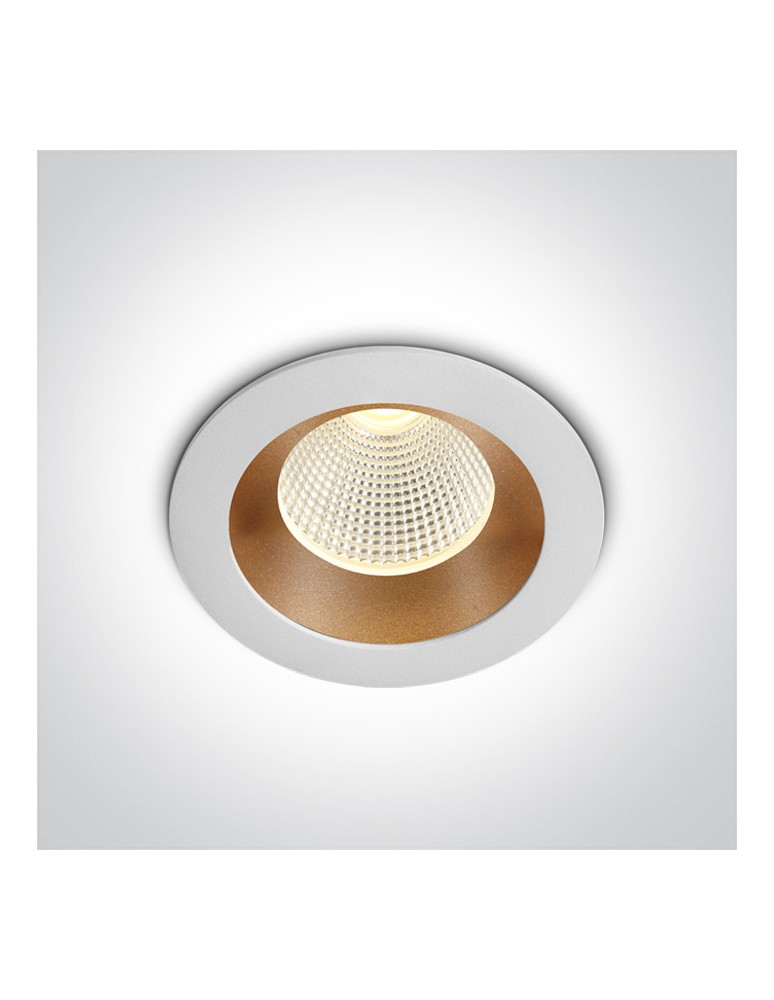 One Light CARIDEA wpust stały 3W 3000K biały-mosiężny  10103E/W/BS/W