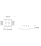 One Light FERO KT wpust stały bezramkowy 10W 3000K biały  50110HTR/W/W