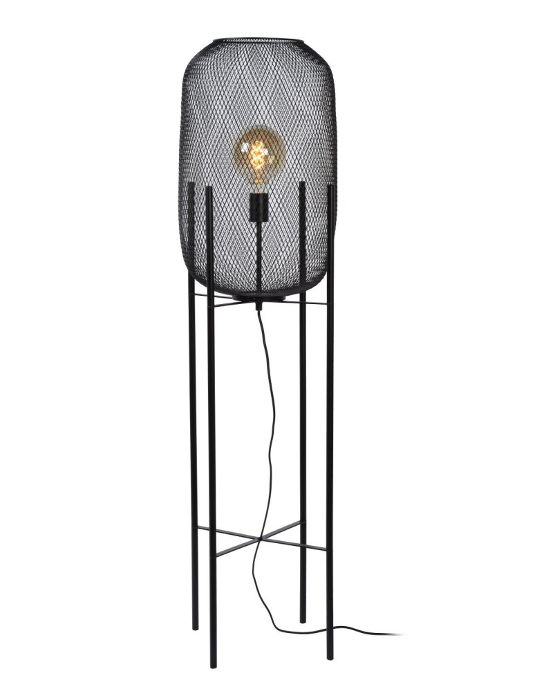 Loft floor lamps - industrial - Lucide MESH Floor lamp 1xE27 black 45785/01/30 - product kolory-swiatla.pl 2