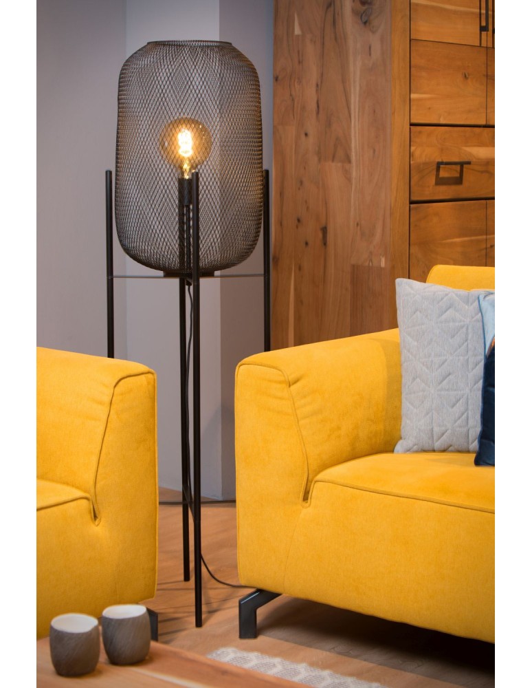 Loft floor lamps - industrial - Lucide MESH Floor lamp 1xE27 black 45785/01/30 - product kolory-swiatla.pl 5