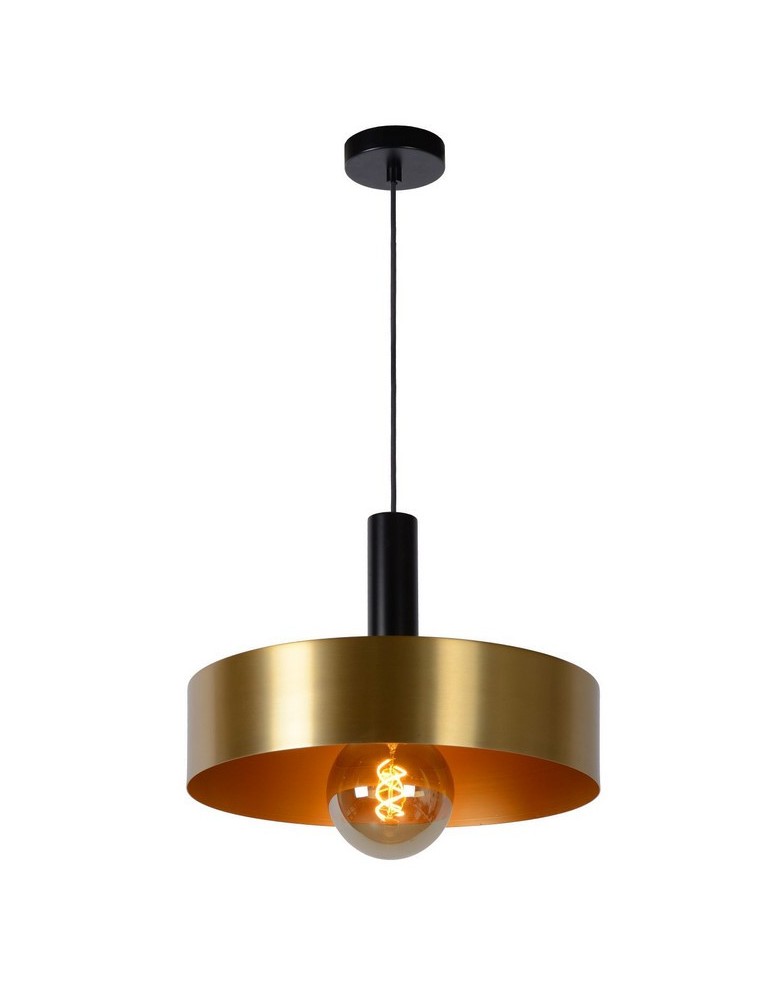 Brass-colored pendant lamps - Lucide GIADA Pendant 1xE27 satin brass black 30472/40/02 - product kolory-swiatla.pl 1