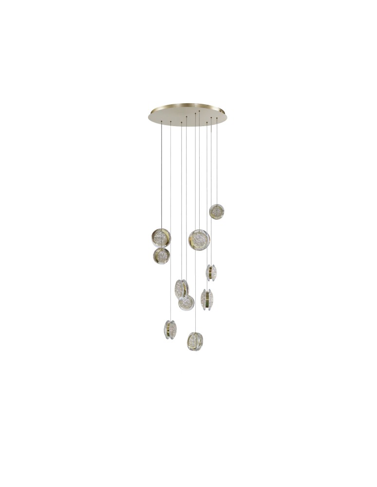 LED pendant lamps - Azzardo EUFORIA PENDANT ROUND 10 3-STEP DIMM GO Shiny Gold Pendant AZ6739 - product kolory-swiatla.pl 1