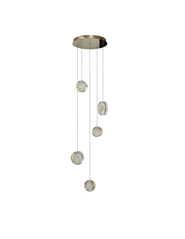 LED pendant lamps - Azzardo EUFORIA PENDANT ROUND 5 3-STEP DIMM GO Shiny Gold Pendant AZ6738 - product kolory-swiatla.pl 1