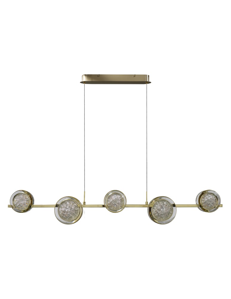 Pendant lamps over the island - Azzardo EUFORIA PENDANT LINE 5 3-STEP DIMM GO Shiny Gold Pendant AZ6737 - product kolory-swiatla.pl 1