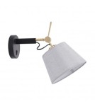 Kinkiety na wysięgniku - Azzardo ZYTA WALL XS BK/GO GREY 1xE27 Ścienna z Włącznikiem Ruchoma Z Szarym Abażurem Ramię Czarno Złote AZ4186 - produkt 1