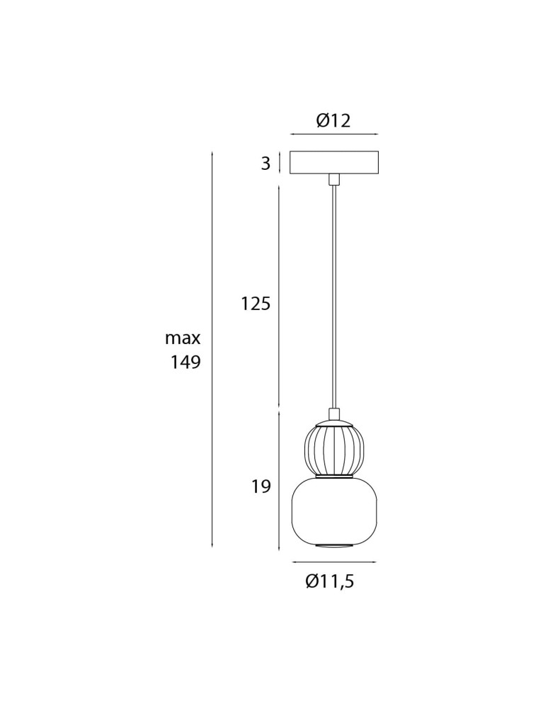 Single pendant lamps - Maxlight Hanging Lamp Modern 5W Opal + Dark Grey P0626 - product kolory-swiatla.pl 3