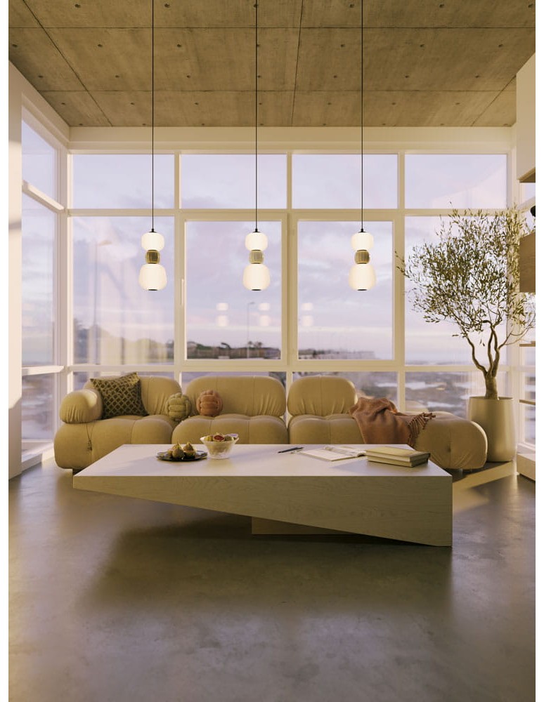 Single pendant lamps - Maxlight Modern 13W Pendant Lamp, Opal + Dark Grey P0629 - product kolory-swiatla.pl 3