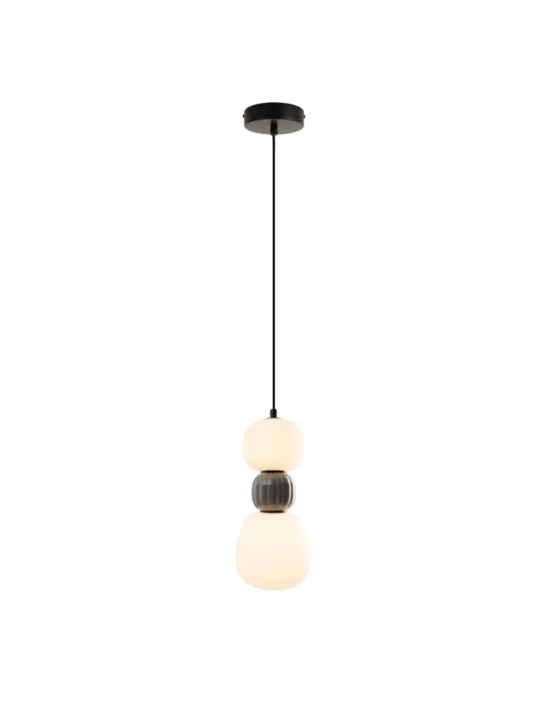 Single pendant lamps - Maxlight Modern 13W Pendant Lamp, Opal + Dark Grey P0629 - product kolory-swiatla.pl 1