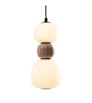 Lampy wiszące pojedyncze - Maxlight Lampa Wiszaca Modern 13W, Opal + Medium Brown P0628 - produkt 2