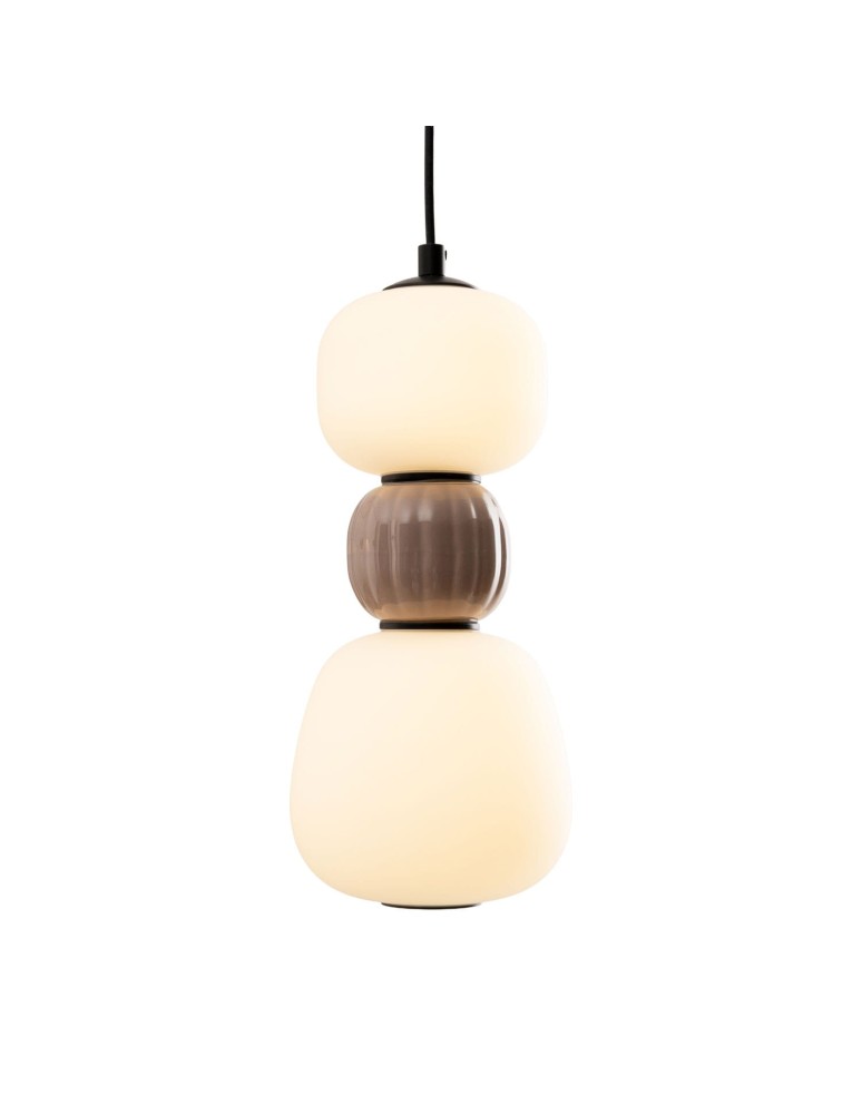 Single pendant lamps - Maxlight Modern 13W Pendant Lamp, Opal + Medium Brown P0628 - product kolory-swiatla.pl 2