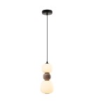 Lampy wiszące pojedyncze - Maxlight Lampa Wiszaca Modern 13W, Opal + Medium Brown P0628 - produkt 1