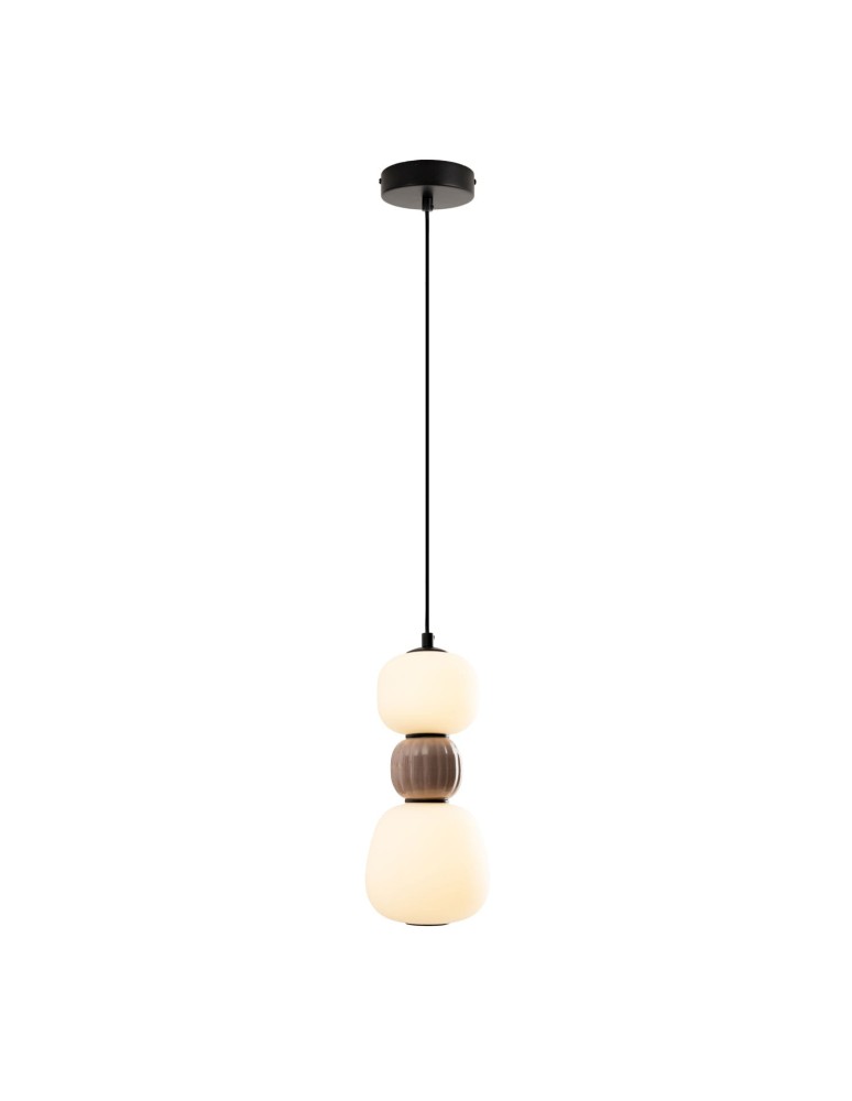 Lampy wiszące pojedyncze - Maxlight Lampa Wiszaca Modern 13W, Opal + Medium Brown P0628 - produkt kolory-swiatla.pl 1