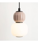 Lampy wiszące pojedyncze - Maxlight Lampa Wiszaca Modern 5W, Opal + Medium Brown P0625 - produkt 2