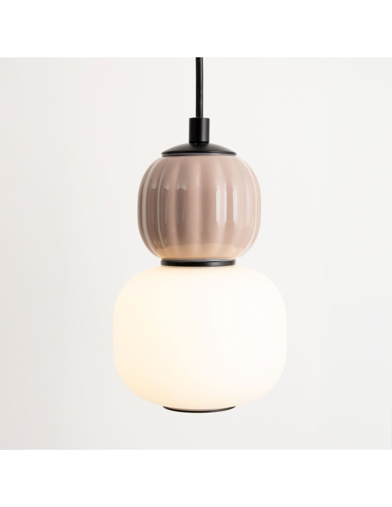 Lampy wiszące pojedyncze - Maxlight Lampa Wiszaca Modern 5W, Opal + Medium Brown P0625 - produkt kolory-swiatla.pl 2