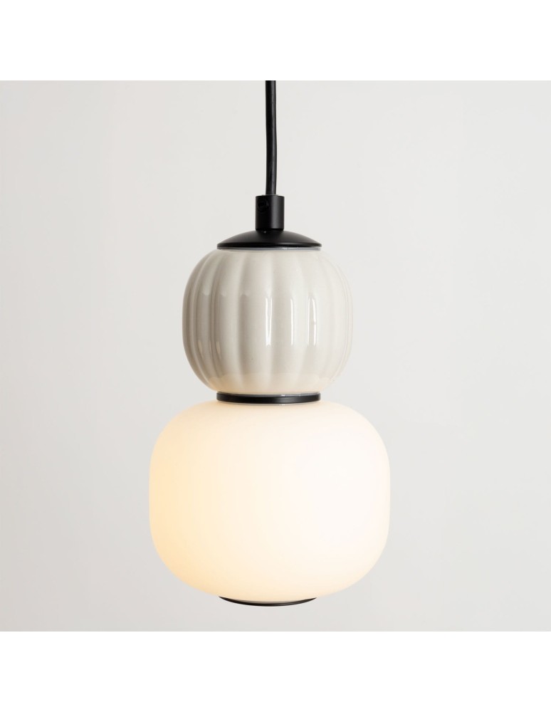 Lampy wiszące pojedyncze - Maxlight Lampa Wiszaca Modern 5W, Opal + Light Grey P0624 - produkt kolory-swiatla.pl 2