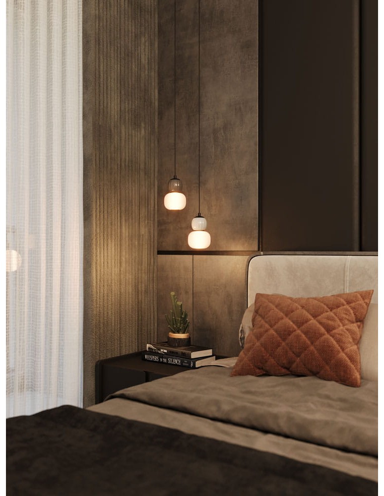 Lampy wiszące pojedyncze - Maxlight Lampa Wiszaca Modern 5W, Opal + Light Grey P0624 - produkt kolory-swiatla.pl 3