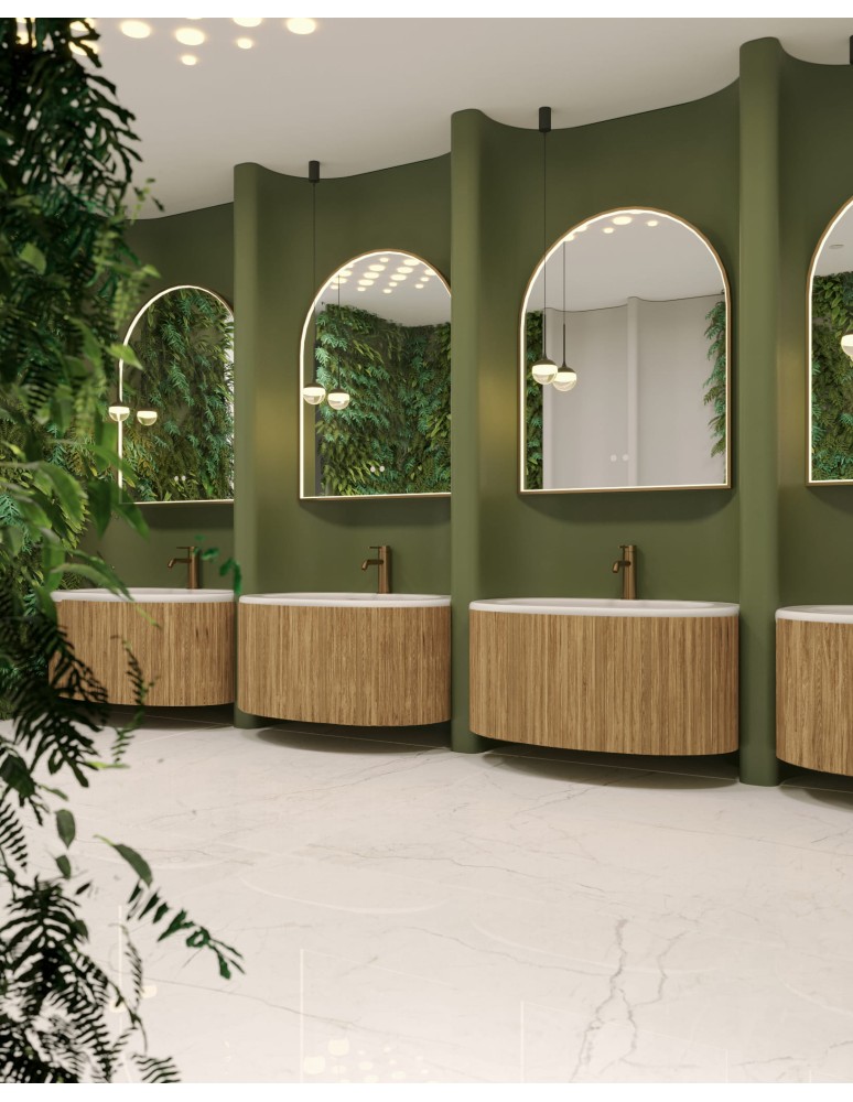 Illuminated mirrors - Maxlight Mirror Semi-circle 90X70cm Gold Illuminated Mirror W0386 - product kolory-swiatla.pl 2