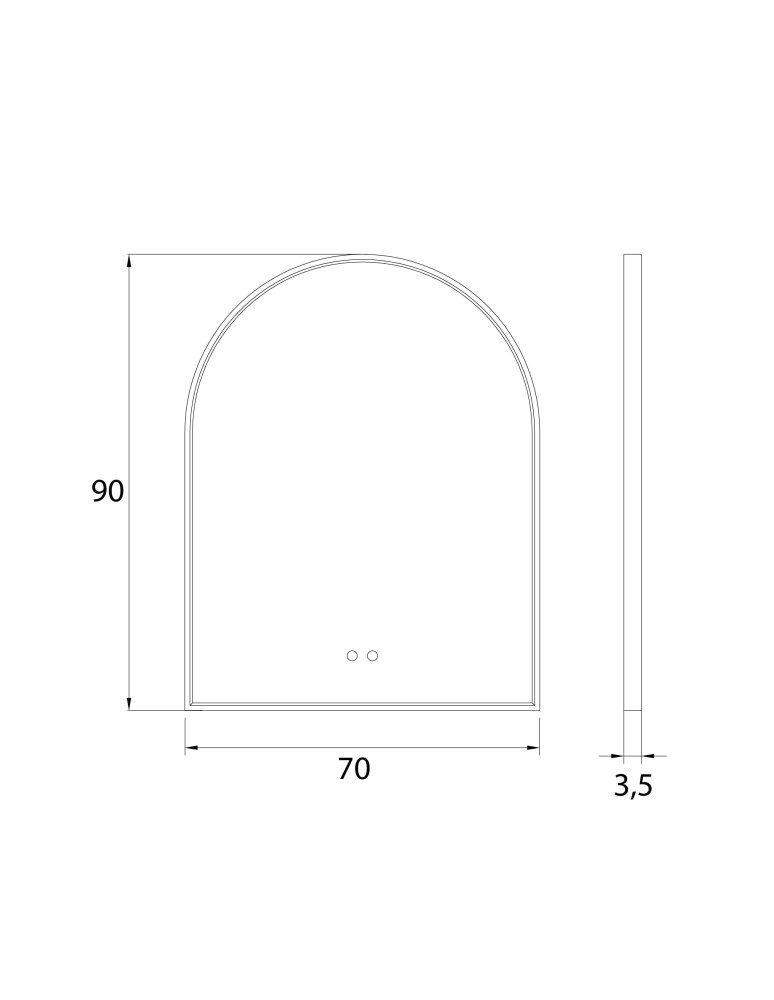 Illuminated mirrors - Maxlight Mirror Semi-circle 90X70cm Gold Illuminated Mirror W0386 - product kolory-swiatla.pl 4