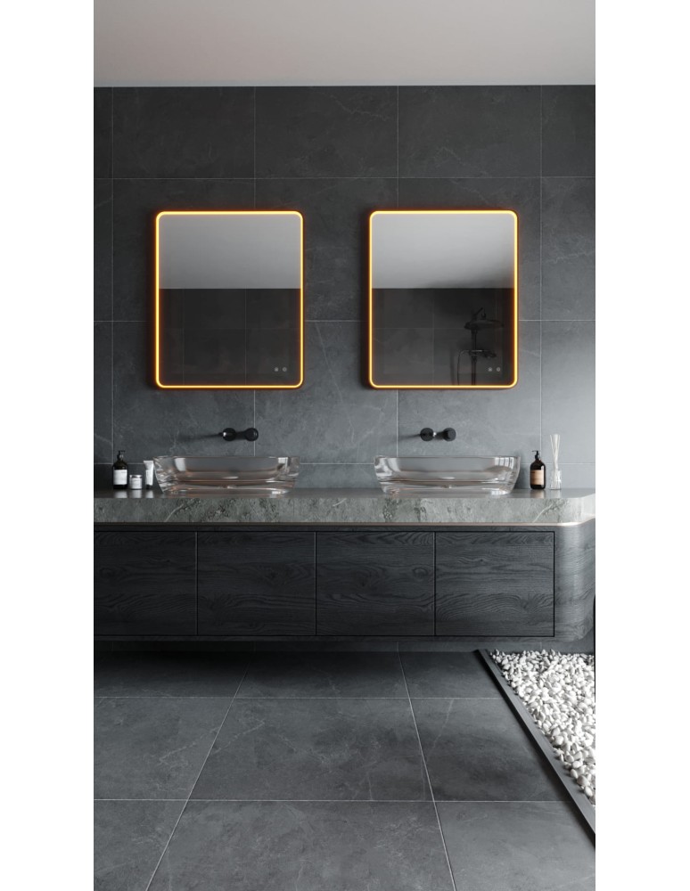 Illuminated mirrors - Maxlight Mirror Rectangle 76X91cm Brown Illuminated Mirror W0385 - product kolory-swiatla.pl 2