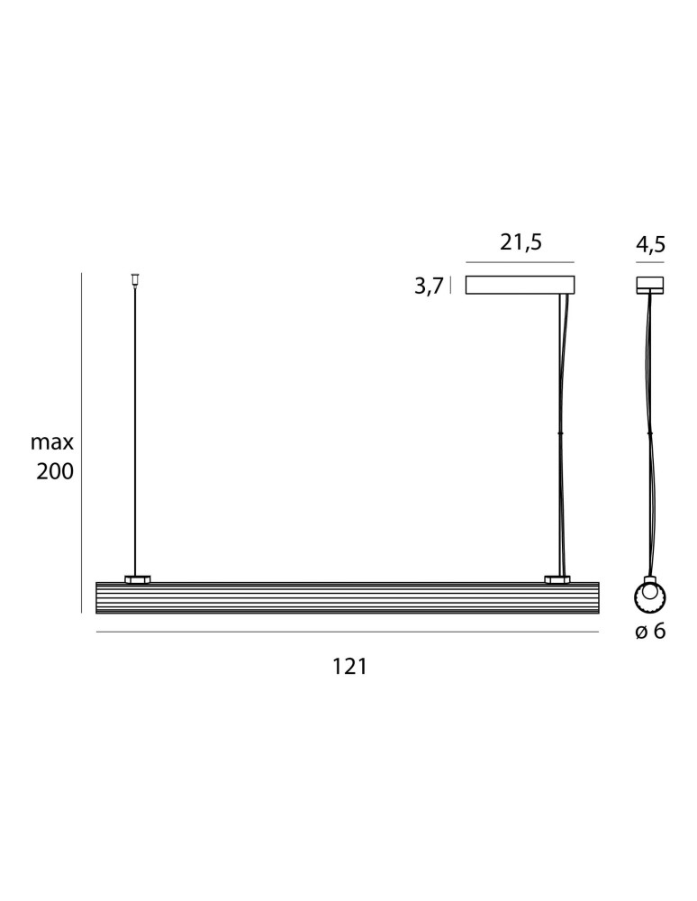 Maxlight Lampa Wisząca Fayette 121cm 20W 3000K Czarny IP44 P0621