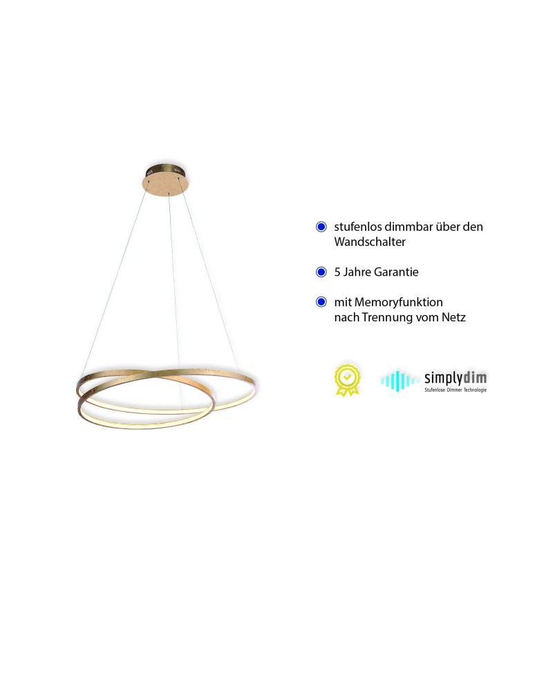 Paul Neuhaus Roman Lampa Wisząca Złoty 2474-12