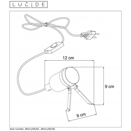 Lucide PUKKI Biurkowa 1xE27 czarny 46511/05/30