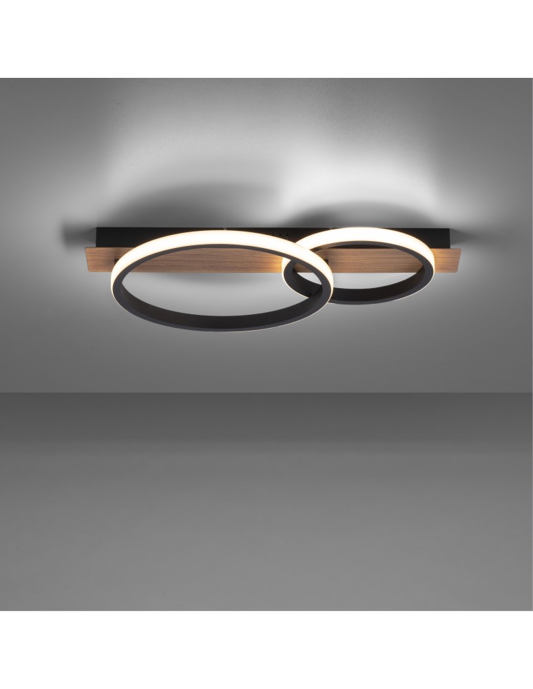 Paul Neuhaus Trooper Lampa Sufitowa Drewno/Czarny 15615-78
