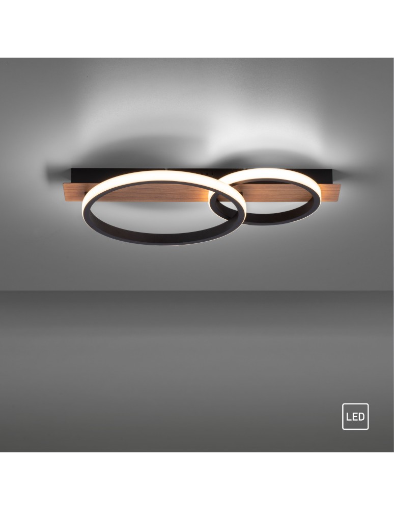 Paul Neuhaus Trooper Lampa Sufitowa Drewno/Czarny 15615-78