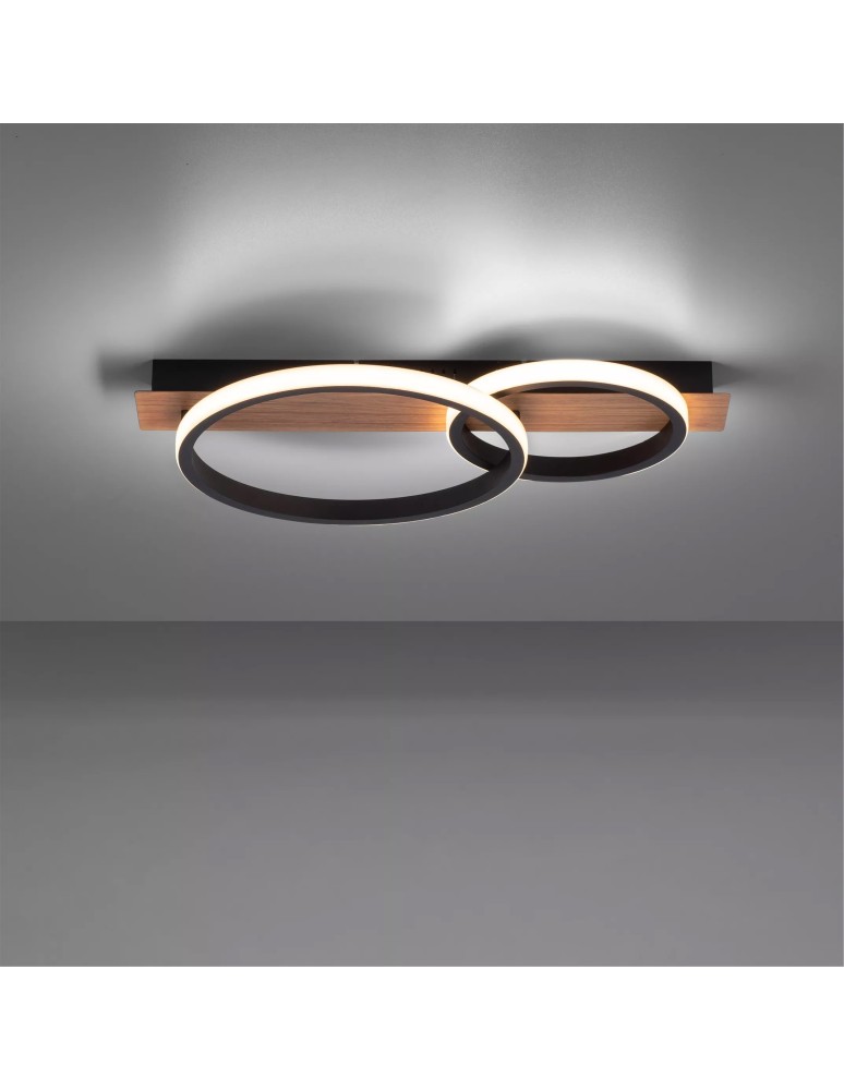 Paul Neuhaus Trooper Lampa Sufitowa Drewno/Czarny 15615-78