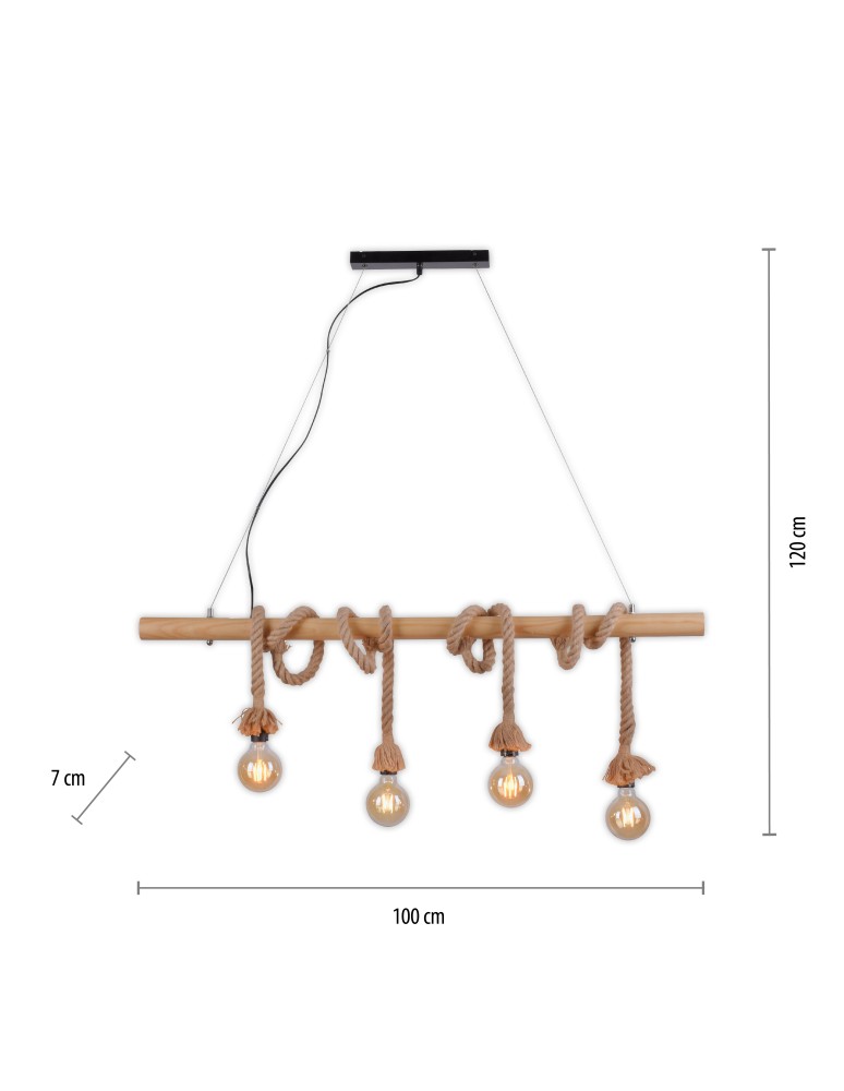 Paul Neuhaus Rope Lampa Wisząca Brązowy 15483-18