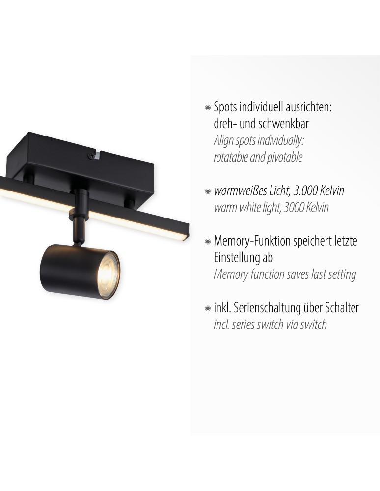 Paul Neuhaus Barik Lampa Sufitowa Czarny 6523-18