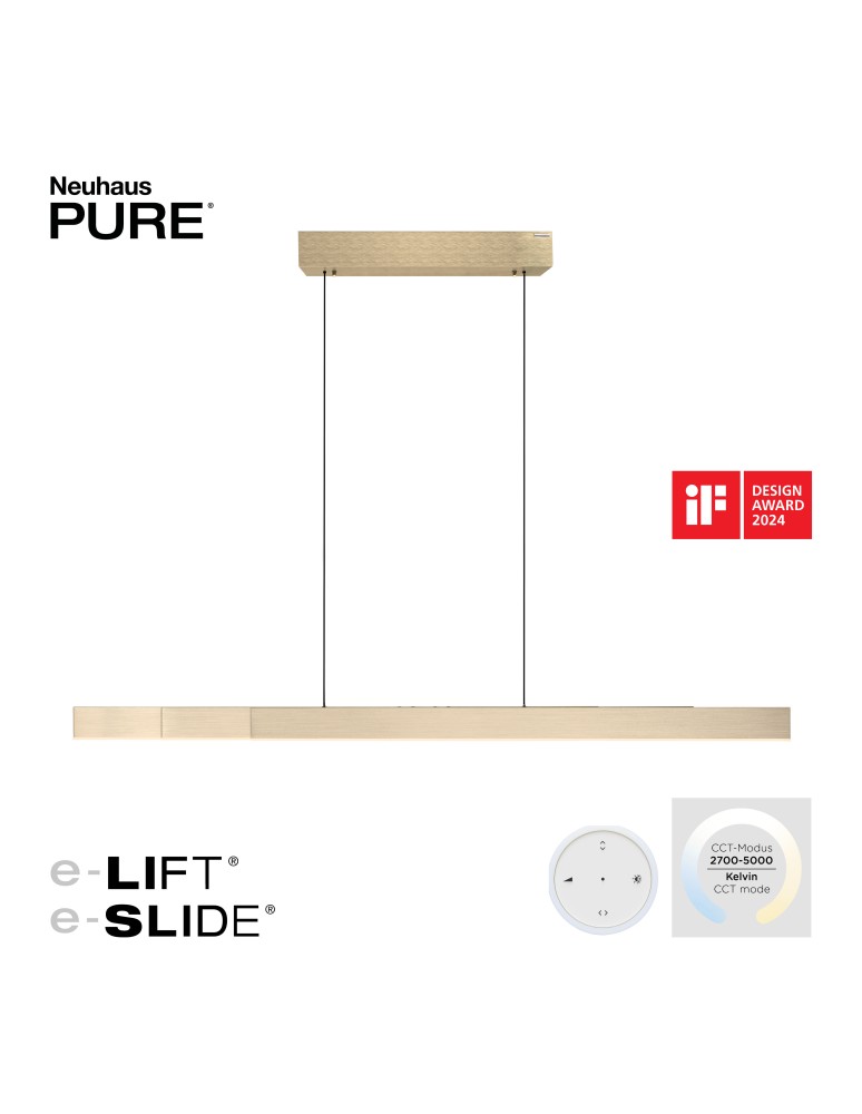 Paul Neuhaus Pure-Moto-Rise Lampa Wisząca Matowy Mosiądz 2545-60
