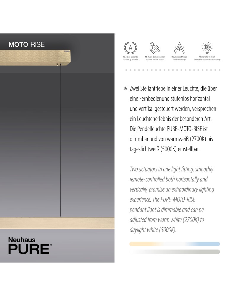 Paul Neuhaus Pure-Moto-Rise Lampa Wisząca Matowy Mosiądz 2545-60