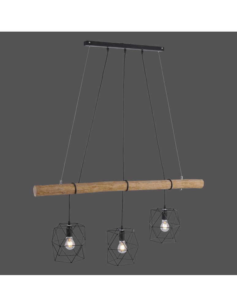 Paul Neuhaus Edgar Lampa Wisząca Czarny/Drewno 15503-18