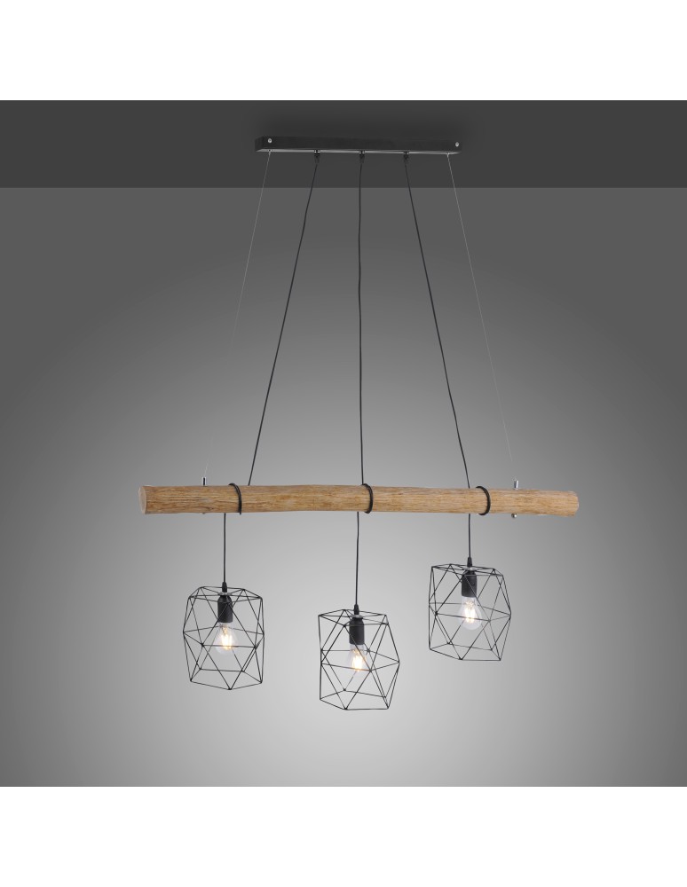 Paul Neuhaus Edgar Lampa Wisząca Czarny/Drewno 15503-18