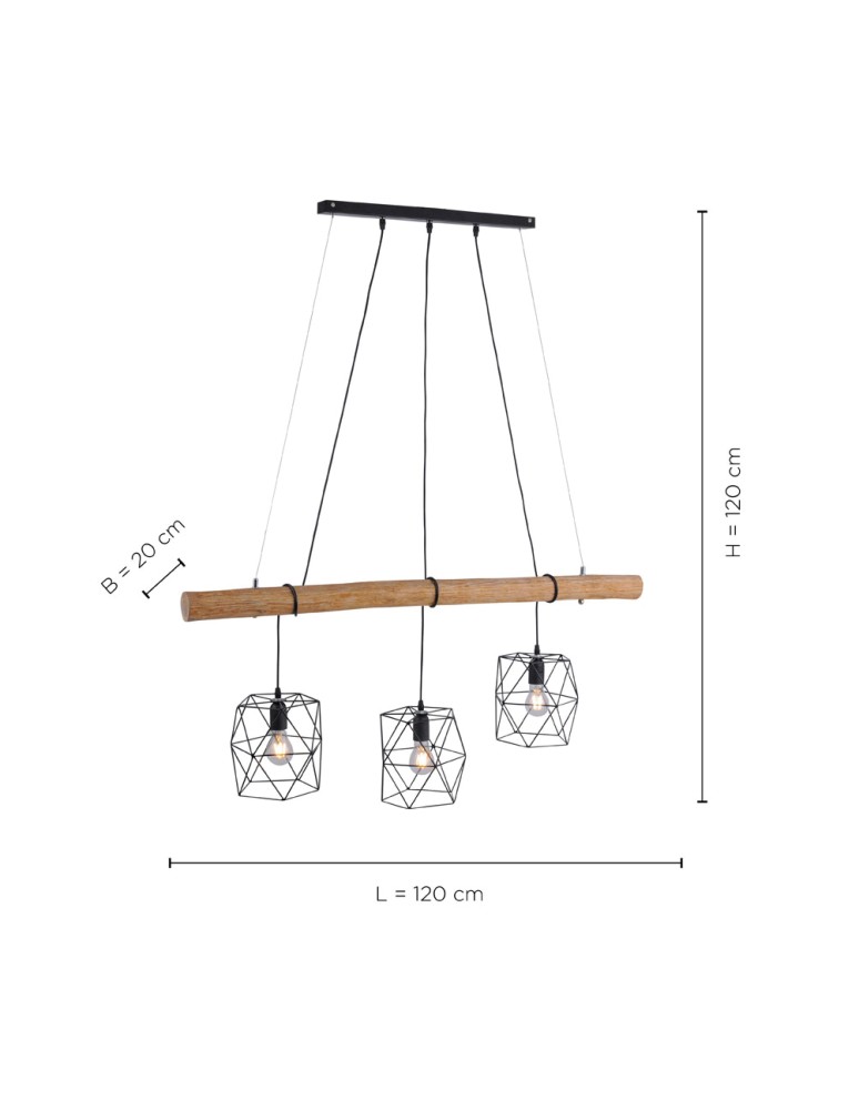 Paul Neuhaus Edgar Lampa Wisząca Czarny/Drewno 15503-18