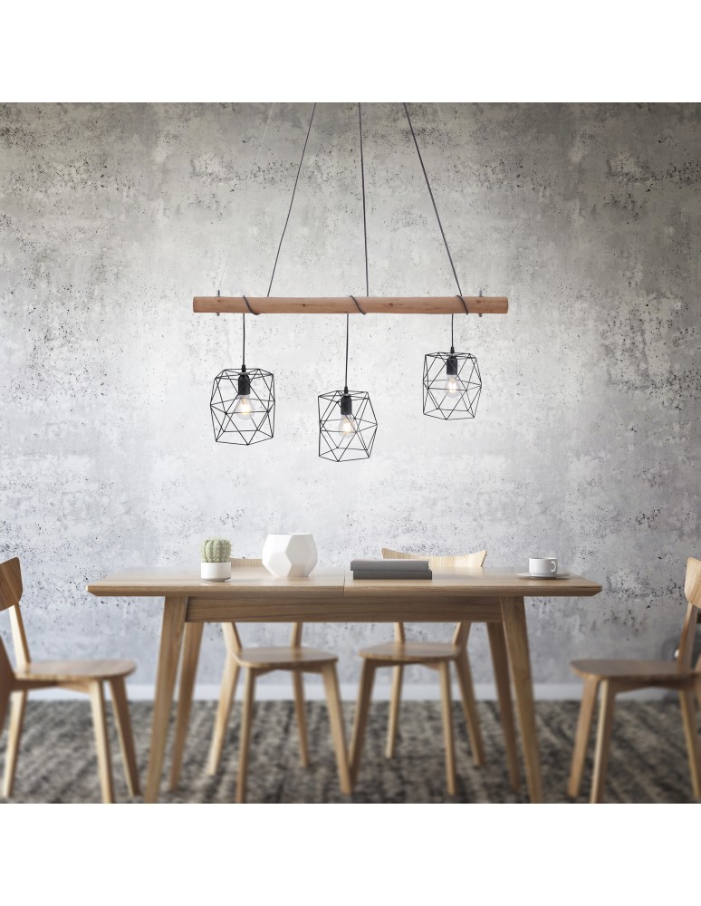 Paul Neuhaus Edgar Lampa Wisząca Czarny/Drewno 15503-18