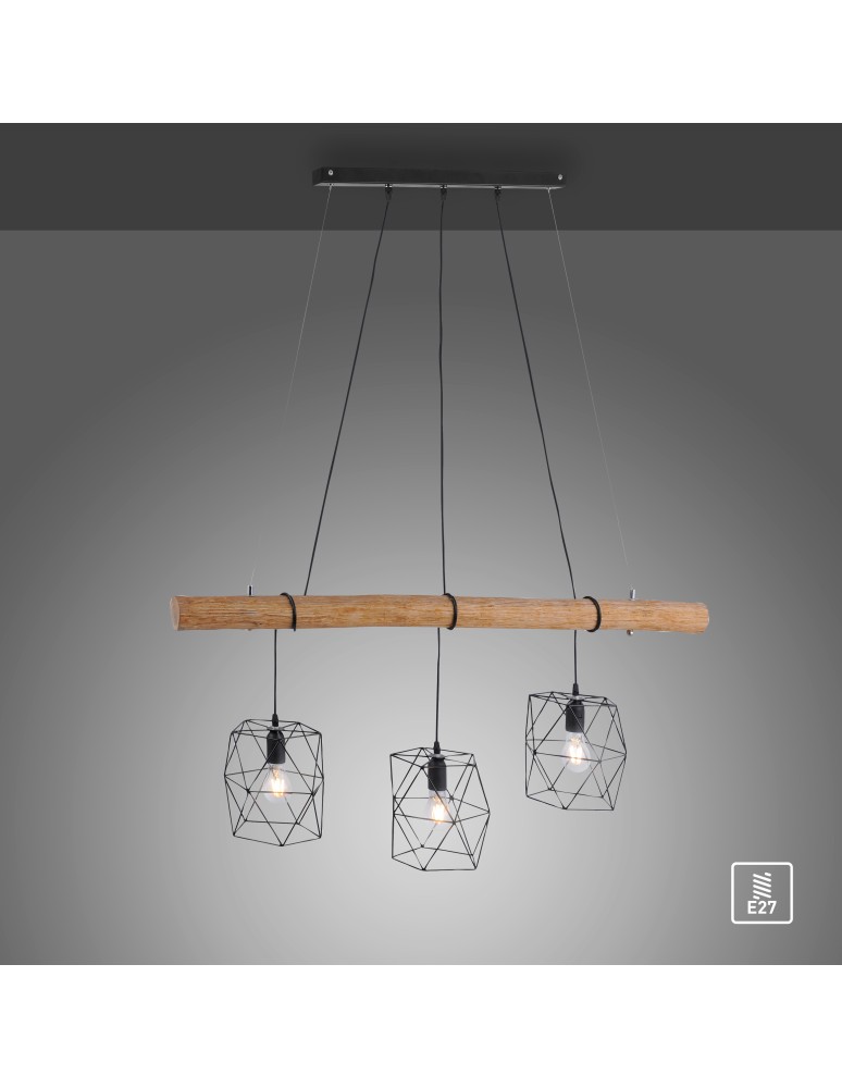 Paul Neuhaus Edgar Lampa Wisząca Czarny/Drewno 15503-18